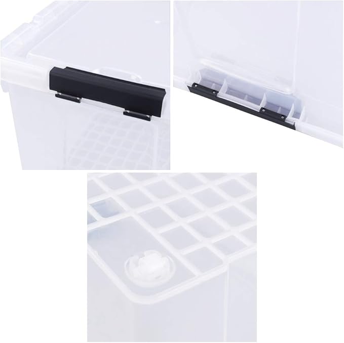 50 Quart Plastic Storage Container with Wheels, Clear Large Storage Bin, 4 Packs