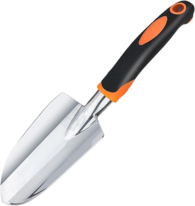 Garden Shovel Garden Hand Trowel, Heavy Duty Gardening Hand Tools with Ergonomic Handle, Rust Resistant Small Garden Spade for Diligent Farmer Soil Excavation, Planting and Transplanting (Orange)