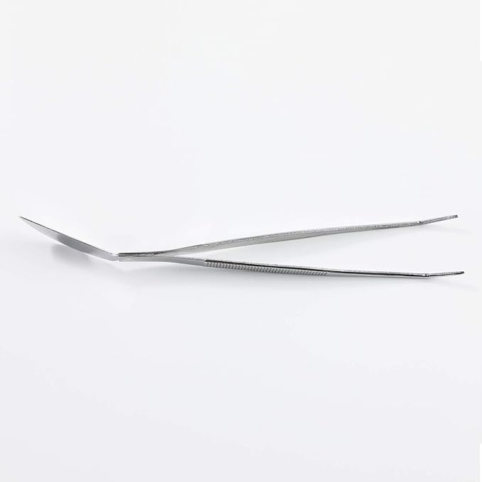 Wazakura Bonsai Curved Tip Tweezer with Spatula MADE IN JAPAN 8-1/4in(210mm) Stainless Steel