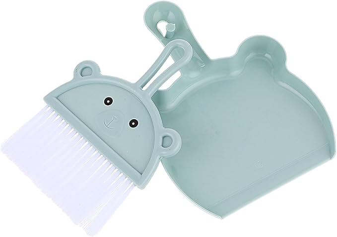Amabro Small Dustpan Broom Set, Mini Dust Pan with Brush Set Hand Dustpan Table Top Brush Cute Table Crumb Sweeper Broom for Home Desktop Sofa Kitchen Keyboard Sweeping Cars Pet Nest(Blue)