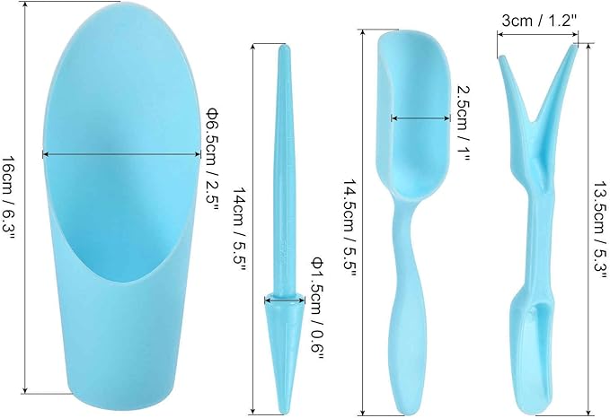 MECCANIXITY Garden Shovel Hand Tools Transplanting Succulent Cultivation Digging Scoops Kits, Blue