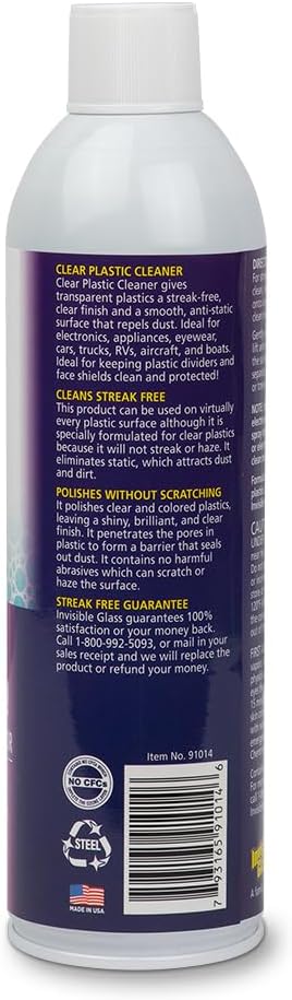 Invisible Glass 91014-2PK Clear Plastic Cleaner – Cleans and Protects Plastic on Electronics, Appliances, Eyewear, Cars, Trucks, RVs, Boats & More, Helps Prevent Fog and Static – 19 oz (Pack of 2)