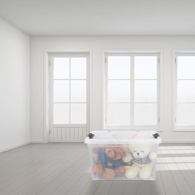 40 Quart Clear Plastic Storage Box with Lid and Wheels, Large Storage Bin, 4 Packs