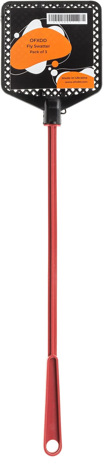 Rubber Fly Swatter, Long Fly Swatter Pack, Fly Swatter Heavy Duty, Red Color (3 Pack)