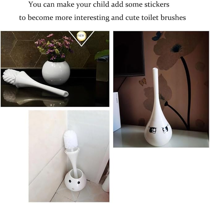 White Toilet Brush and Holder Set,Modern Bathroom Decor Closed Toilet Bowl Brush Household Cleaning Brush for Bathtub