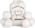 Wool Dryer Balls, Made from Premium Reusable New Zealand Wool, Fabric Softener, Reduce Wrinkles & Static Electricity, Shorten Drying Time Naturally, XL Size, Natural White, 6-Pack