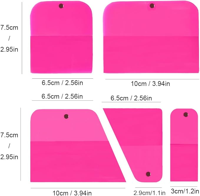 PPF Squeegee Kit 5 in 1 Anti-Scratch Soft TPU Scraper for Vinyl,Small Tint Squeegee Water Blade Scraper for Paint Protection Film,Vinyl Wrap Window Tint Tools (Pink Magnet)