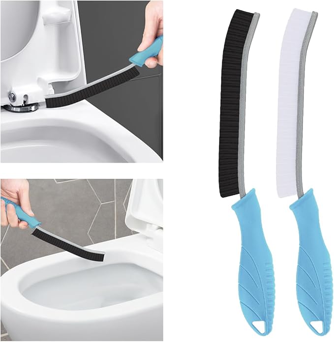 Toilet Brush, 2 Pcs Bathroom Cleaning Brush, Toilet Scrubber, Deep Toilet Bowl Brush with Hanging Hole, Multifunctional Gap Cleaning Brush, Bristles for Kitchen Sinks, Tub,Shower (2, Light Blue)