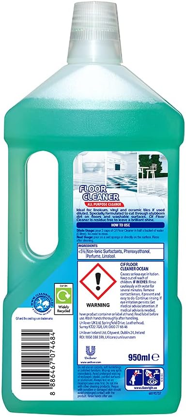 CIF Ocean Multipurpose Floor Cleaner with Shiny Clean & Fresh Fragrance 950ml (Pack of 2)