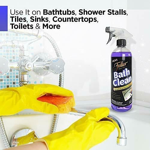 Fuller Brush Bath Clean – 24 oz Bathroom Cleaner Bottle with Spray– Dissolves Soap Scum, Hard Water Stains & Mineral Build-Up – For Sinks, Showers & Tubs – Pack of 1