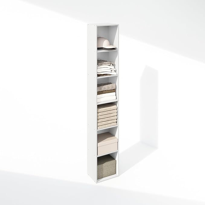 Furinno Cubicle 6-Tier Closet Organizers and Storage, Closet Organizer, Open Shelf Closet Storage, for Wardrobe, Bedroom, Living Room, White