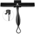 Shower Squeegee for Shower Doors with Bold Handle, 11" Anti-Rust Silicone Shower Squeegee for Shower Glass Door with Stainless Steel Inner Frame, Ergonomics All-Purpose Window Squeegee-Black
