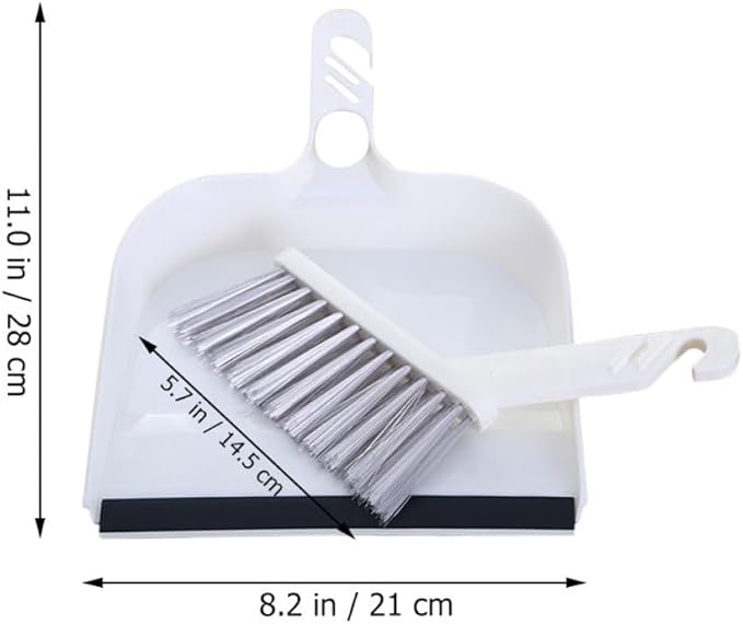 Uonlytech Mini Desktop Cleaning Set Small Broom and Dustpan Brush Set Portable White Handheld Cleaning Accessory for Home Office Keyboard Dust Removal