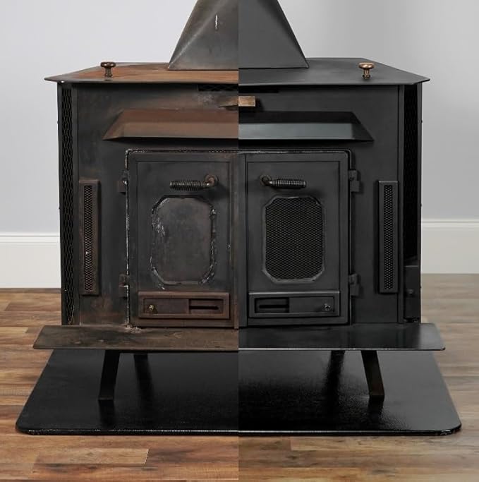 Rutland Liquid Stove and Grill Polish for Cast Iron and Steel - Restores Wood Stoves & Fireplace Grates, Made in USA, Black, 8 oz