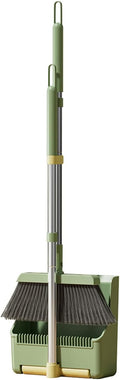 Broom and Dustpan Set, Broom with Dustpan Combo Set Hand Brooms for Home & Kitchen with Elongated Tooth Comb, Long Handle Upright Stand Up Outdoor Brooms, Household Cleaning Supplies Home Essentials