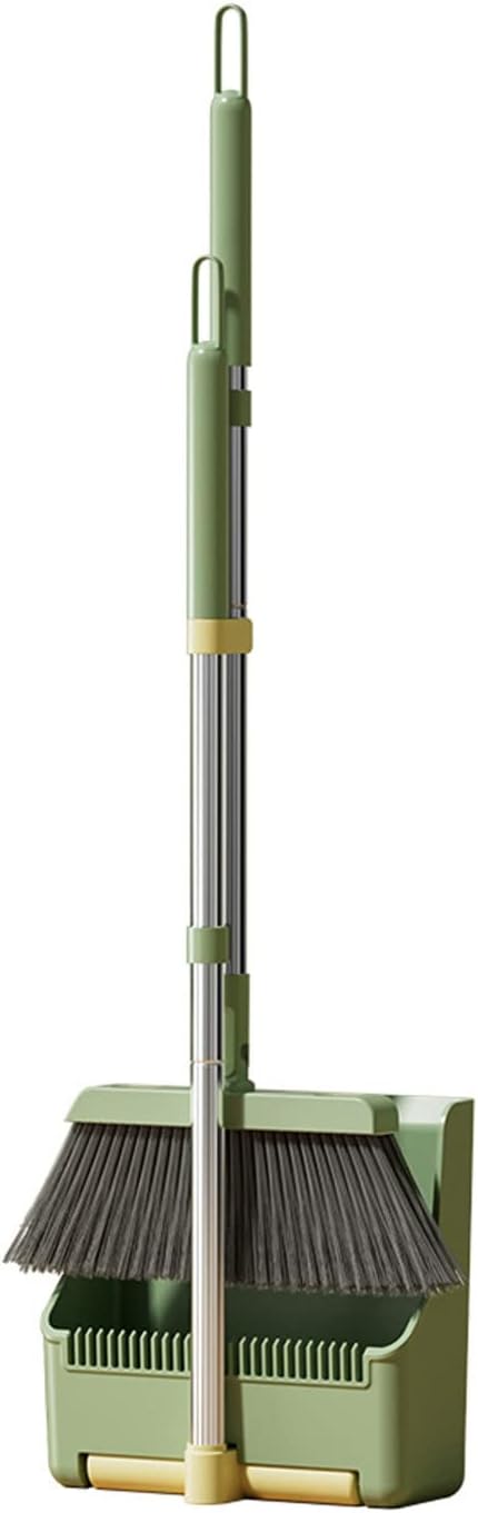 Broom and Dustpan Set, Broom with Dustpan Combo Set Hand Brooms for Home & Kitchen with Elongated Tooth Comb, Long Handle Upright Stand Up Outdoor Brooms, Household Cleaning Supplies Home Essentials