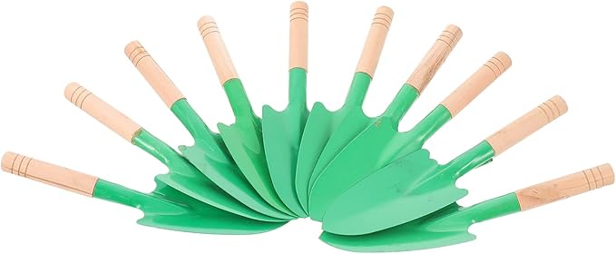YARNOW 10 Pcs Wooden Handle Garden Trowels - Mini Shovels for Digging, Planting, Weeding, Transplanting - Ergonomic and Lightweight Gardening Tools