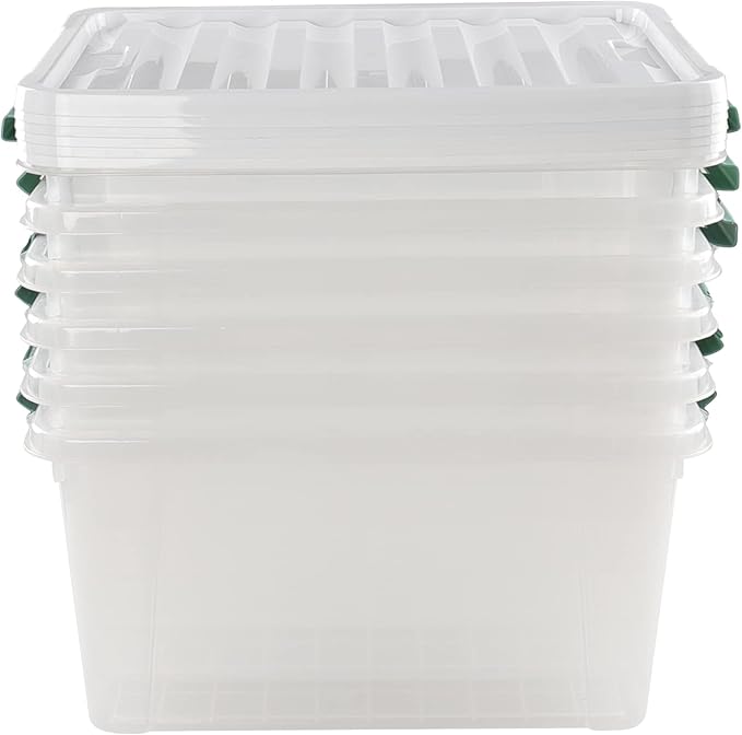 6-Pack Clear Plastic Storage Boxes, 35 L Plastic Storage Bins with Lids
