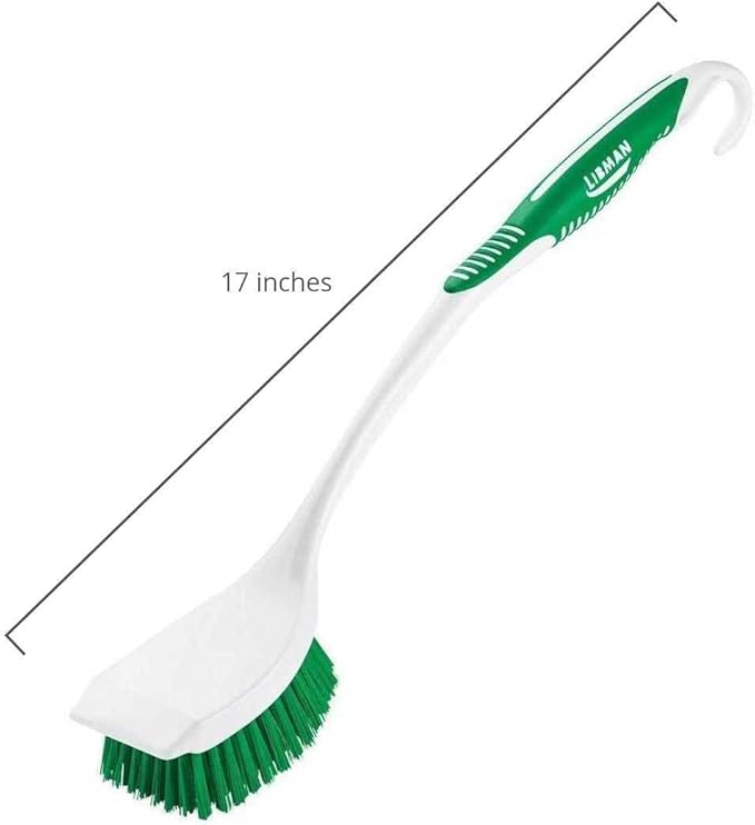 Libman Long Handle Scrub Brush - Item Model Number: 00010 - Ergonomic Rubber Grip Won't Slip When Wet.