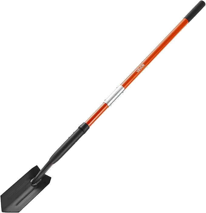VEVOR Trench Shovel, 4 in Blade Heavy-Duty Trenching Shovel, Narrow Spade Trench Digger with Fiberglass Handle and Non-Slip Grip, for Gardening, Digging Holes, Trenching, and Planting, 56 in Long