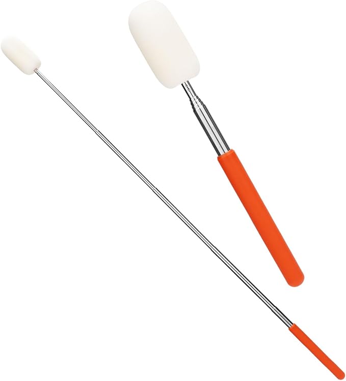 2pcs Telescoping Sponge Stick for Pottery, Retractable Ceramic Mud Tools Clay Sponge on a Stick with Handle for Cleanup Excess Water from Tall or Narrow Pottery(Middle,Extend up to 27.95in)