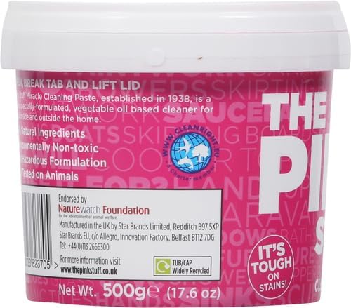 Stardrops The Pink Stuff Cleaning Paste 500g, Multi Purpose Cleaner for Kitchen, Bathroom, Tiles, Glass, Shower, Oven, Sink, Stainless Steel, Removes Grease, Grime & Stains