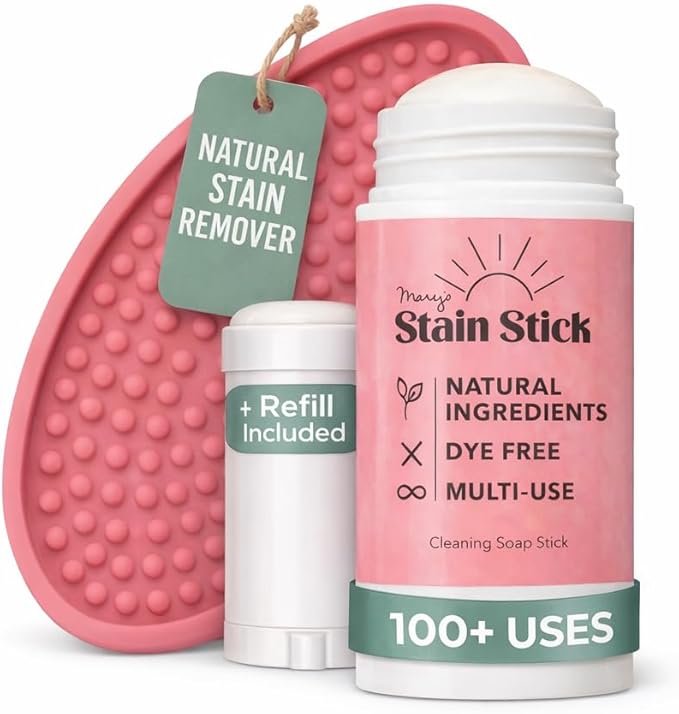 Mary’s Stain Remover Bundle Set (Stick + Scrub Base + Refill) Natural & Effective 2-Part Laundry Stain Remover, Only 6 Ingredients, For Baby, Kids, Blood, Expo Marker, Grass