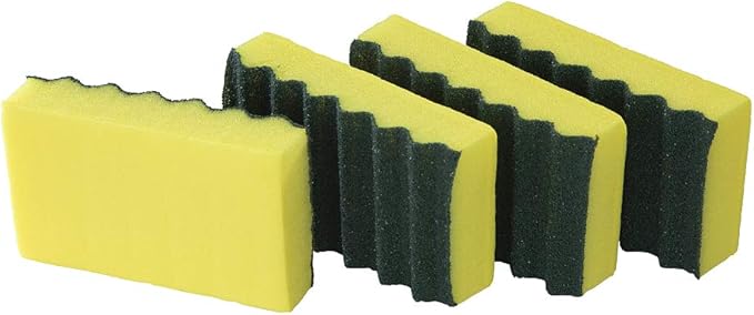Quickie 2052213 Scrubbing Sponge, Pack of 4, Long Lasting, Heavy Duty, Kitchen and Bathroom Scrubbing Sponge