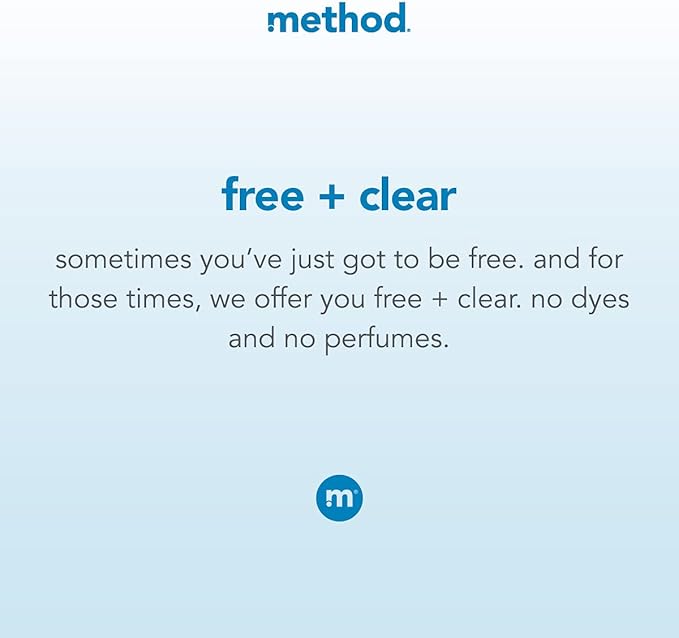 Method Liquid Laundry Detergent; Fragrance Free + Clear; Stain Remover; 66 Loads per 53.5 fl oz bottle; (Pack of 1)