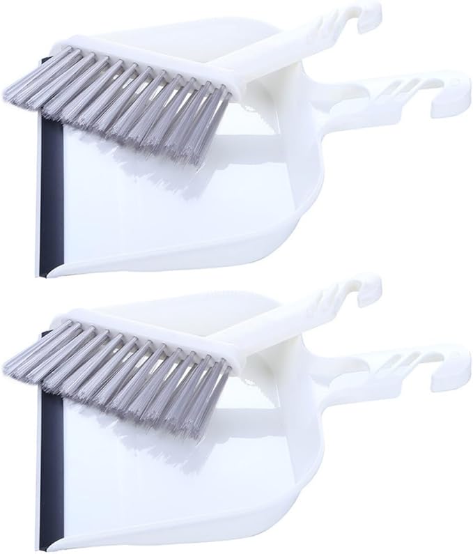 DOITOOL Mini Broom and Dustpan Set 2pcs Household Cleaning Brush for Kitchen and Desktop, White Mini Handheld Sweeping Tools for Home Cleaning Accessory