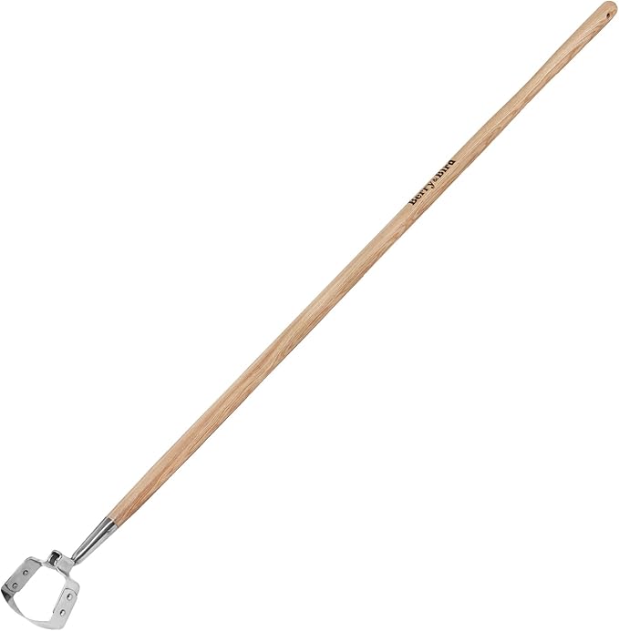 Berry&Bird 63''Garden Weeder Hoe Stainless Steel Hula Weeding Hoe, Action Stirrup Hoe for Gardening Loop Scuffle Hoe with Wooden Long Handle Hand Weeder Tool Push Pull Dutch Hoe Heavy Duty