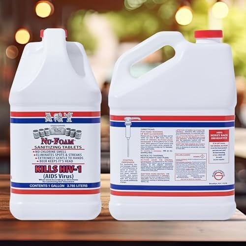 Nu-Foam Liquid Detergent for Bar Glassware – Original Streak-Free Solution - Hand Washing Bar, Tavern, Brewery Supplies - Spotless Serving Glasses - Concentrated- Easy On Hands - 5 gallon Pail