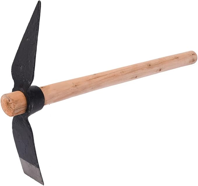 Pick Axes for Digging, High Carbon Steel Double Sided Design Garden Pick Axe Pick Axes with Wood Handle for Flower Beds, Weeding, Gardening Loosening Soil, Digging, Camping