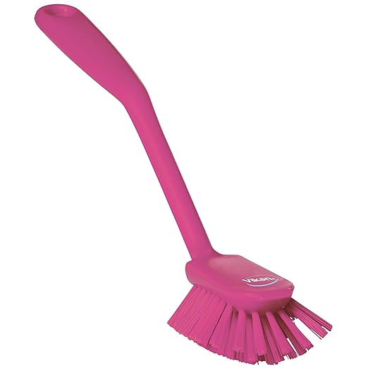 Vikan 42371 Brush,Dish,Scraping Edge,Medium,11",PP/PBT,Pink