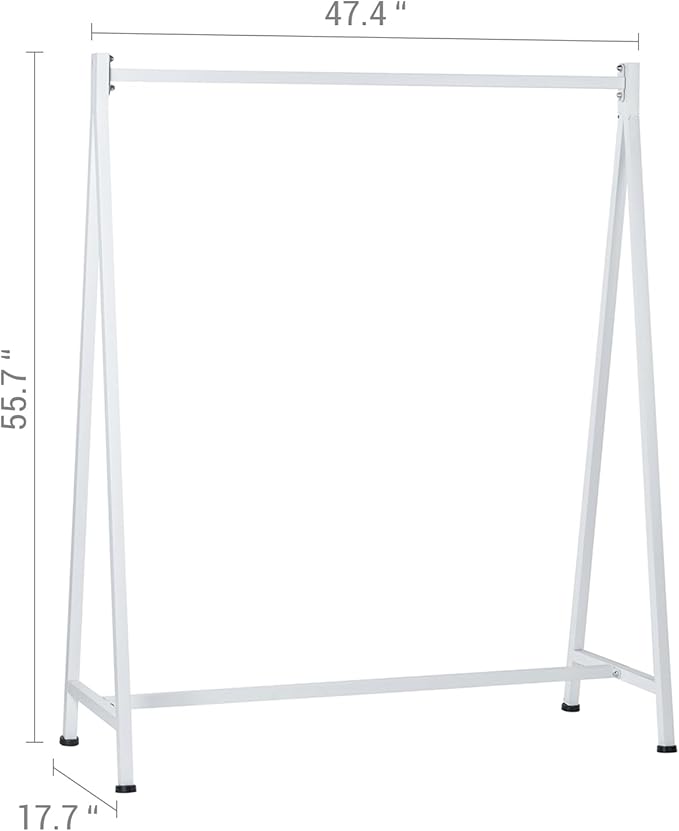 MyGift A-Frame Clothing Rack, 47 Inch Modern Heavy Duty White Metal Wardrobe Clothes Rack, Commercial Grade Freestanding Garment Hanger for Bedroom Closet or Retail Display
