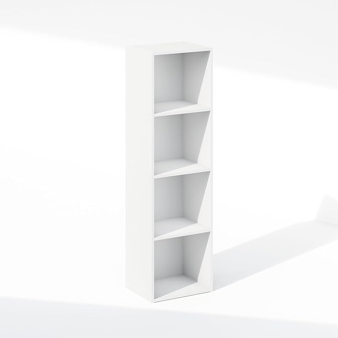 Furinno Reed Closet Organizers and Storage, 4-Tier Closet Organizer, Open Shelf Closet Storage, for Wardrobe, Bedroom, Living Room, White