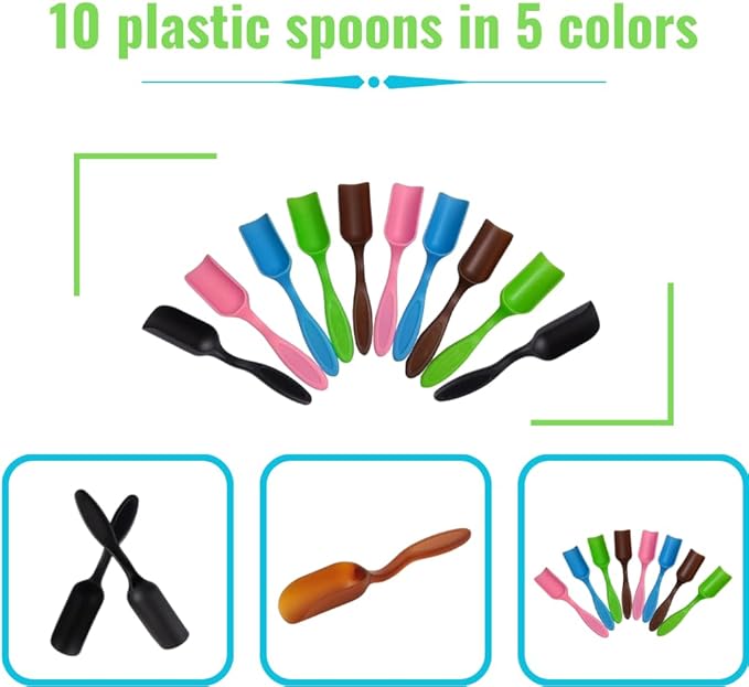 10Pcs NINGDAN Mini Shovel,Plastic Mini Gardening Shovel Spoons Soil Scoops,Cultivation Digging Transplanting Tools for Succulents Potted Flowers,Milk Powder/Coffee Beans Scoops (5 Colors)