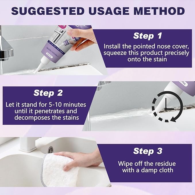 Household cleaning gel, removes dirt and odors, suitable for bathroom and kitchen tile grout, strong penetration, safe formula, won't damage surfaces (2-pack) (1)