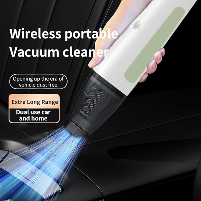 PATO Cordless Handheld Vacuum Cleaner, Mini Car Vacuum with Powerful Suction, 1800mAh high-Capacity batteryPortable Dust Collector Glossy White.