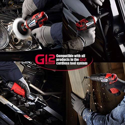 ACDelco G12 12V Cordless Combo Kit – Mini Polisher, 3/8" Impact Wrench (90 ft-lbs), Ratchet Wrench (55 ft-lbs) with 2 Li-Ion Batteries & Fast Charger, Auto Repair & DIY Tools
