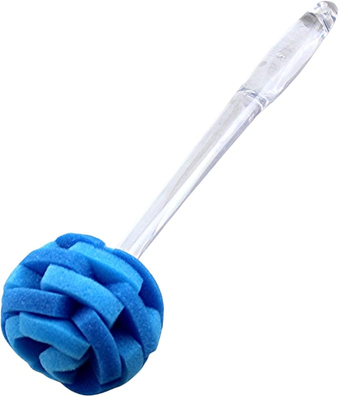 Soft Touch Kitchen Glassware Multi-Purpose Sponge Puff Dish Brush 11.5" with Clear and Comfortable Ergonomic Handle (1)