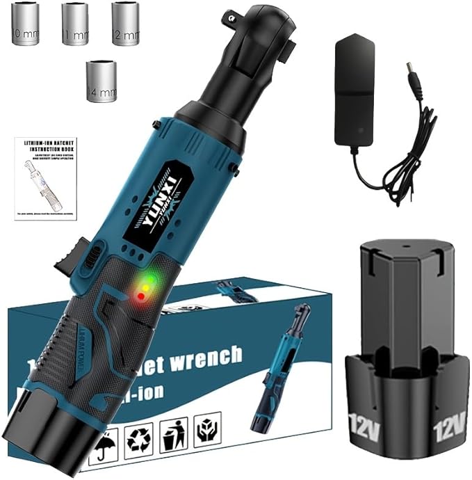 12V wireless ratchet kit, car repair screw and nut disassembly, with quick charger, suitable for home and car repair, is a holiday gift for men. (Battery x1 + basic accessories)