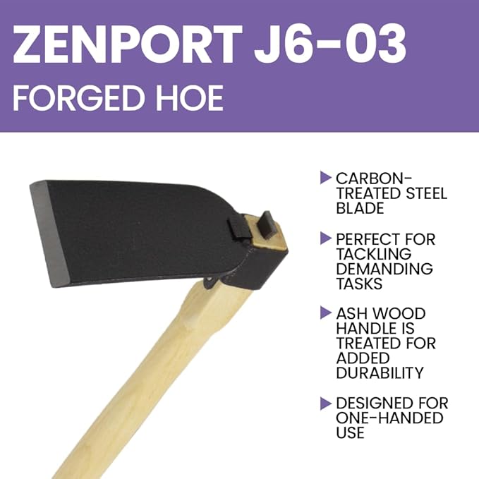 Zenport J6-03 Steel Hoe, 15-Inch Handle, 5 Inch Carbon Steel Blades, Beige - 12 Pack