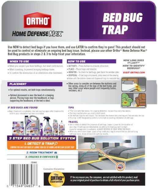 Ortho Home Defense Max Bed Bug Trap, Detect Bed Bugs in Homes and While Traveling, 2 Traps in Each Package (Pack of 10)