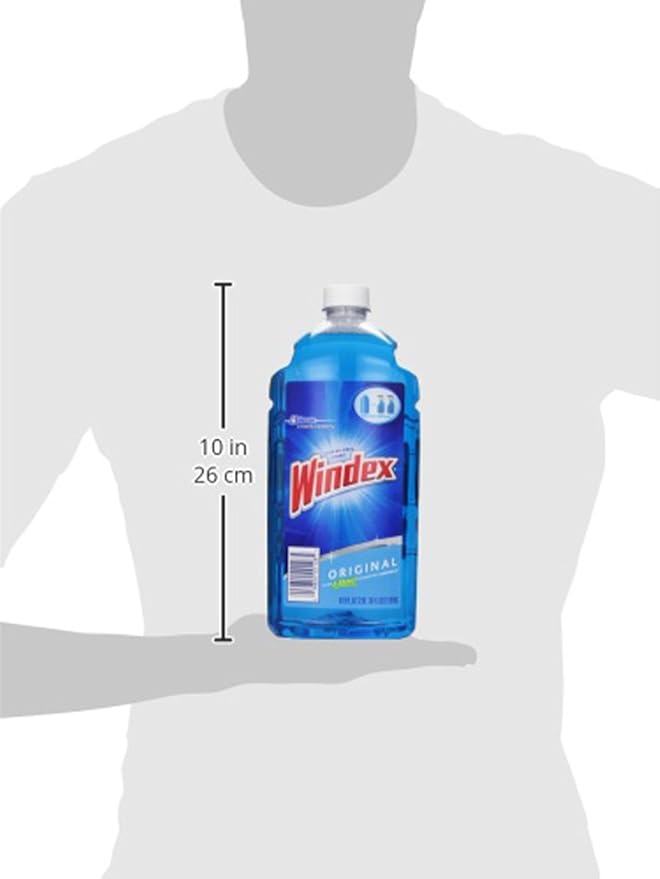 Windex Glass Cleaner Spray Refill, Original Blue Window Cleaner Works on Smudges and Fingerprints, Bottle Made of 100% Recovered Coastal Plastic, 2L (Pack of 2)