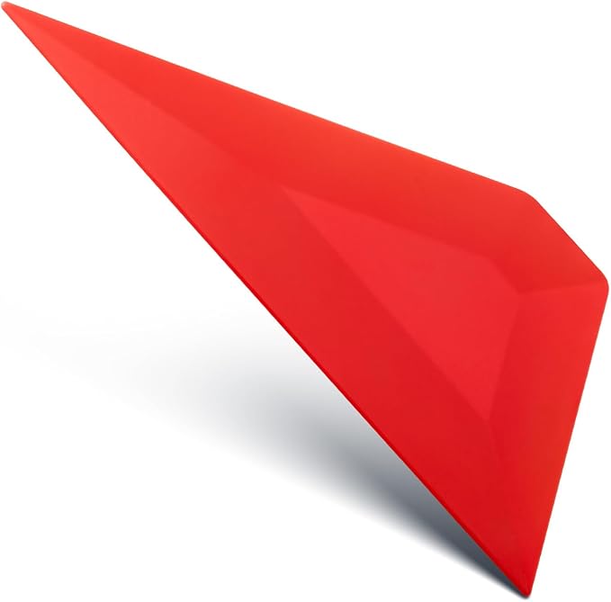 FOSHIO Small Squeegee Window Tinting Tools, Triangle Car Wrap Vinyl Tucking Tool, Wallpaper Smoothing, Film Application Kit (Red)