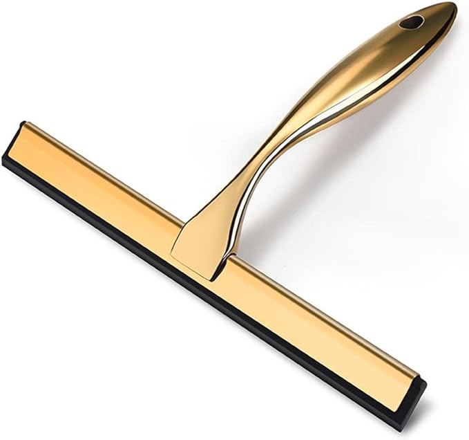 10inch T Shape Water Squeegee for Cars,Bathroom,Glasses or The top of Kitchen Range stailess Steel Gold Finish