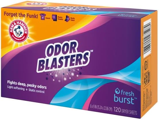 Arm & Hammer Odor Blaster Dryer Sheets, Fresh Burst, 120 Count