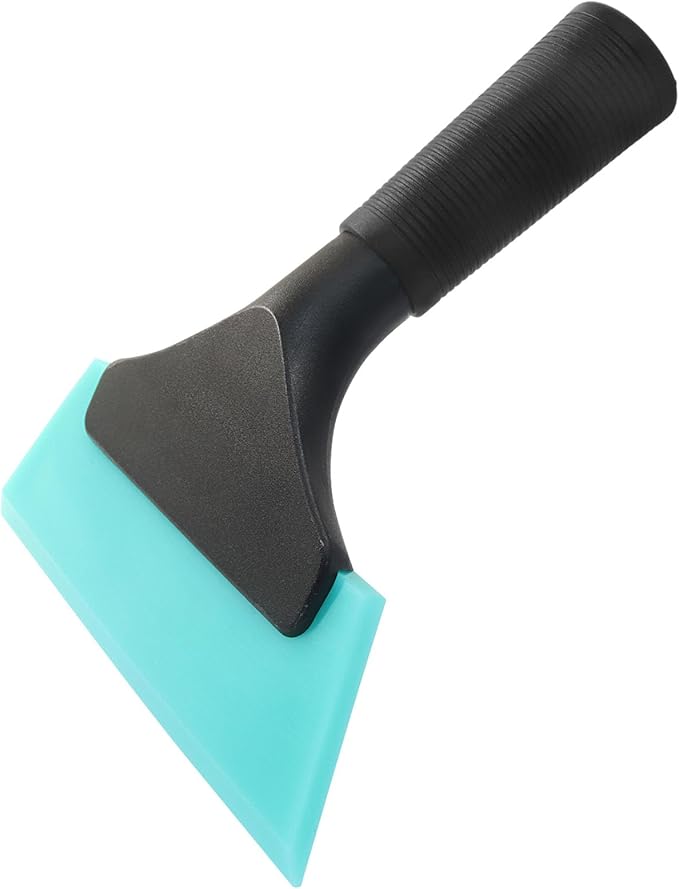 Small Squeegee 5 inch Rubber Window Tint Windshield Scraper, Non-Slip Handle Glass Cleaner for Car Glass Mirror Shower Door/Bathroom Cleaning(Light Blue, 1 Pack)