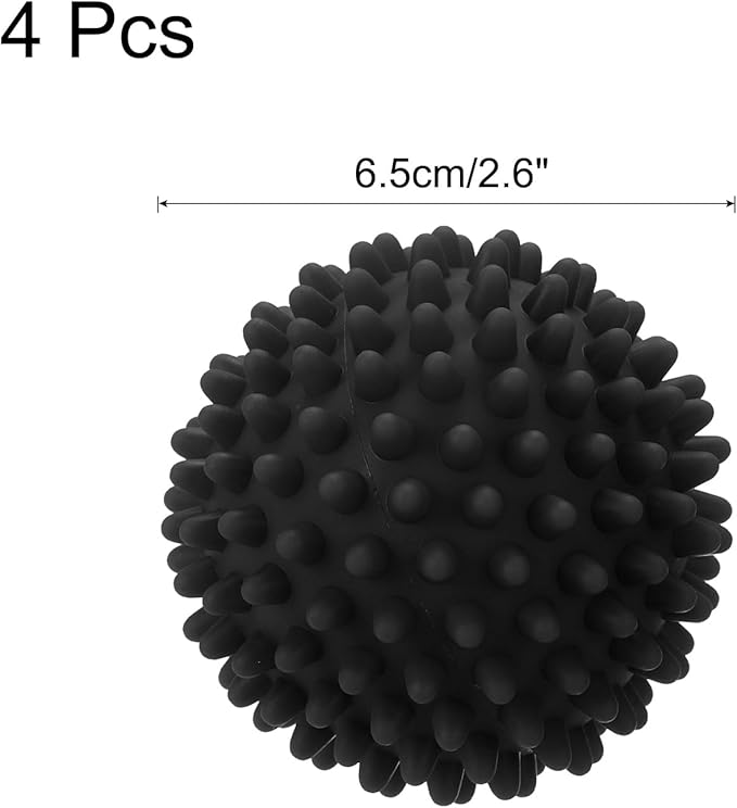 uxcell 4pcs Reusable Laundry Dryer Balls Vinyl Drying Balls for Reduce Wrinkles Static Fabric Softener Reduce Drying Time Save on Energy, Black